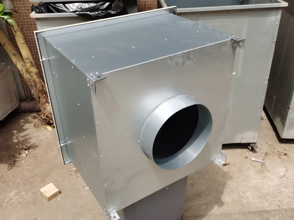 Ceiling-mounted HEPA filter unit in ISO 6 microelectronics cleanroom