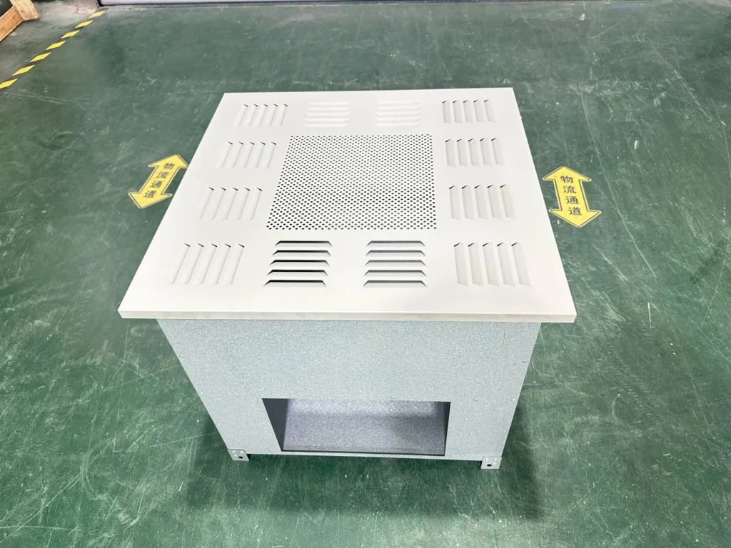 Stainless steel HEPA filter terminal box in food-grade processing facility