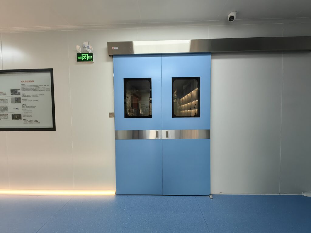 modular cleanroom manufacture Automatic cleanroom sliding doors with stainless steel frame