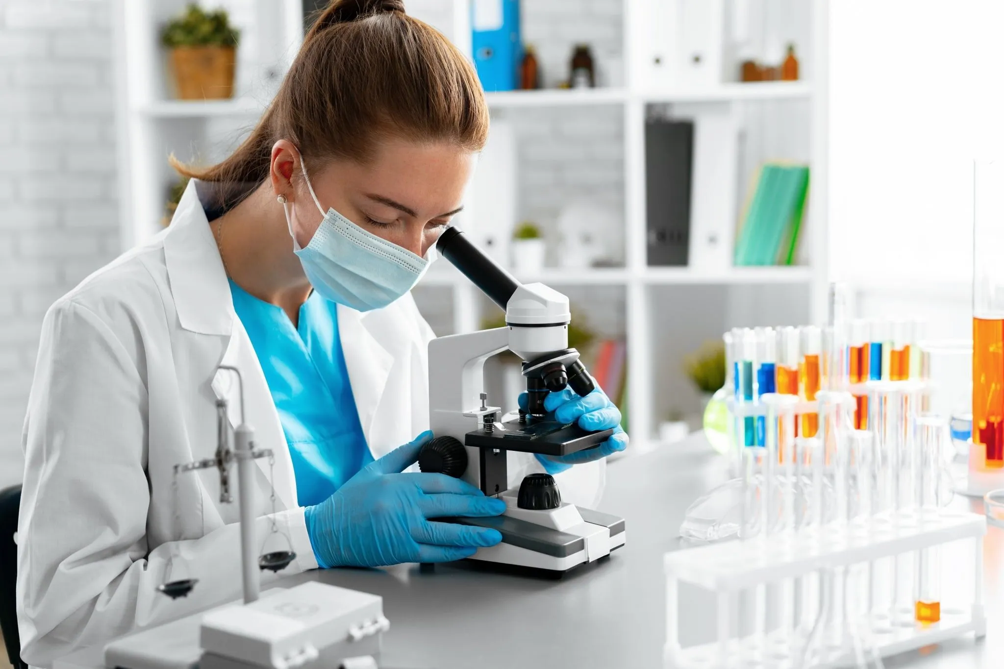 Scientists conducting research in a modern laboratory environment